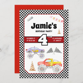 モンスタートラック4th誕生日招待状 招待状