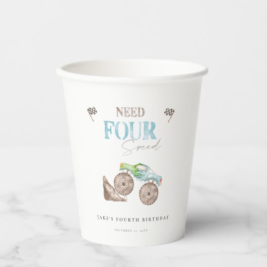 モンスタートラック4th誕生日紙カップ 紙コップ (正面)
