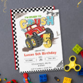 モンスタートラック5歳の誕生日の男の子をつぶす準備ができている 招待状