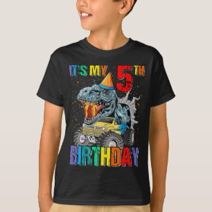 モンスタートラック5歳T型5誕生日ボーイモンズ Tシャツ
