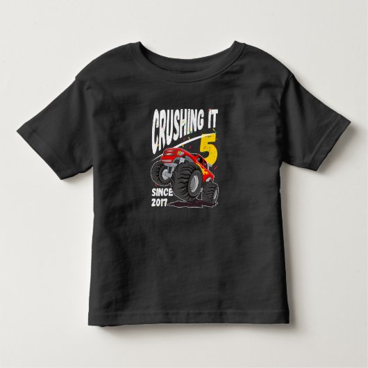 モンスタートラック5誕生日 トドラーTシャツ (正面)