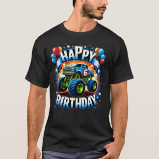 モンスタートラック6誕生日デザイン- 6に轟音 Tシャツ