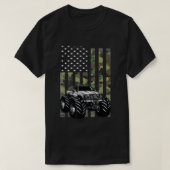 モンスタートラック7月4日の米国国旗の軍隊ディノ Tシャツ (デザイン正面)
