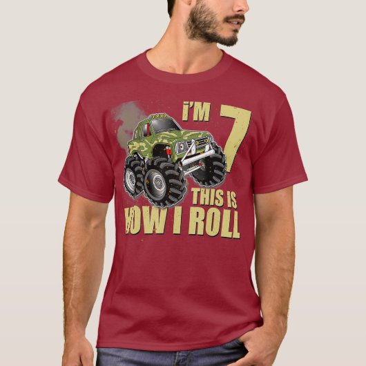 モンスタートラック7歳誕生日Tシャツ 男の子 7歳 Tシャツ (正面)