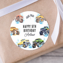 モンスタートラック お誕生日おめでとう プールパーティー ラウンドシール