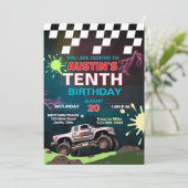 モンスタートラック こどもの誕生日 招待状 (スタンド正面)