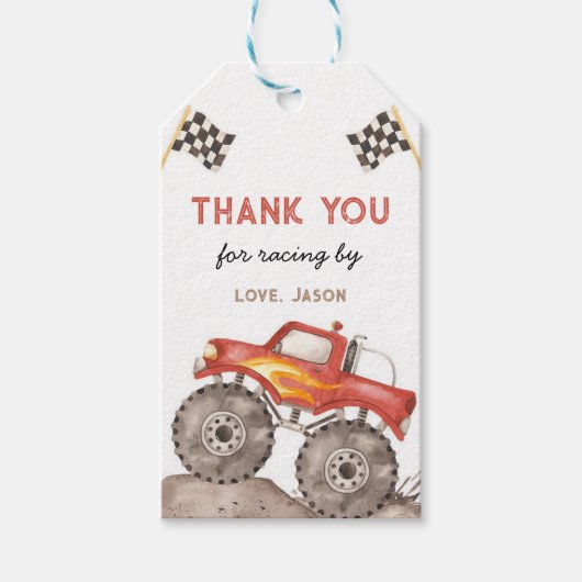 モンスタートラック、エンジンをスタート ギフトタグ (正面)