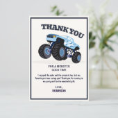 モンスタートラック クラッシュ・バースデー 現代の青いモンスターカーレース サンキューカード (スタンド正面)