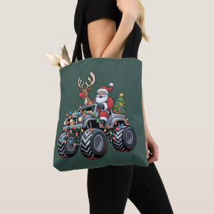 モンスタートラック クリスマス サンタ 冬のイベント キッズ トートバッグ