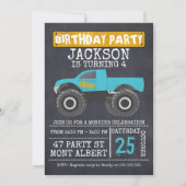 モンスタートラック チェアルボード バースデーパーティー 招待状 (正面)