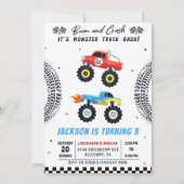モンスタートラック バッシュ ボーイ 誕生日パーティー ご招待 招待状 (正面)