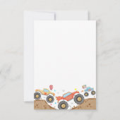 モンスタートラック バッシュ レース 水彩 子供の誕生日 サンキューカード (裏面)