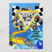 モンスタートラック プールパーティーバッシュ招待状 招待状 (正面/裏面)