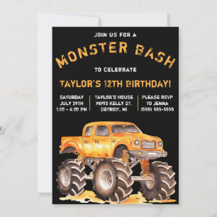 モンスタートラック モンスター祭り誕生日パーティー 招待状