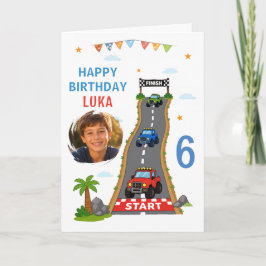 モンスタートラック レース トラック お誕生日おめでとう 写真 カード