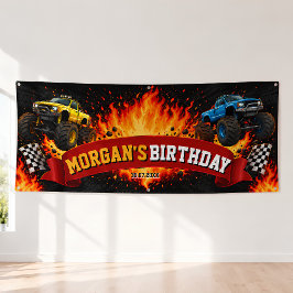 モンスタートラック レース ハッピーバースデーパーティーバナー 横断幕