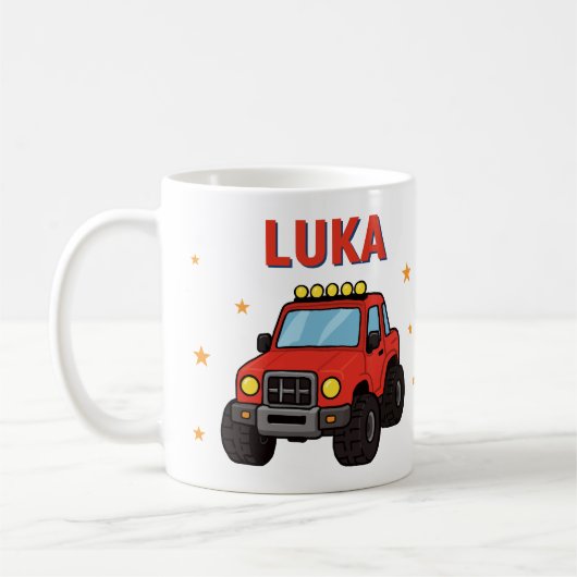 モンスタートラック 名前 年齢 誕生日  コーヒーマグカップ (左)