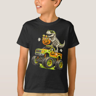 モンスタートラック 恐竜 ハロウィン スケルトン ティラノサウルス Tシャツ