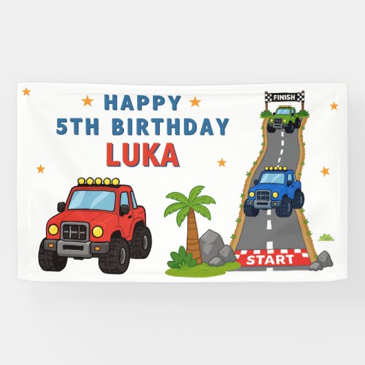 モンスタートラック 誕生日パーティー 横断幕 (横)