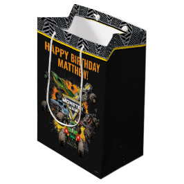 モンスタートラック 誕生日 ミディアムペーパーバッグ
