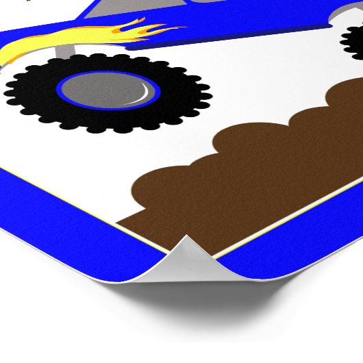 モンスタートラック（青）カスタマイズされたベビーアートプリント ポスター (角)