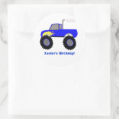 モンスタートラック(青)パーソナライズされた丸ステッカー ラウンドシール (バッグ)