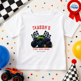 モンスタートラック 1歳の誕生日パーティー ベビーTシャツ