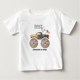 モンスタートラック 1歳誕生日 FAST ONE 子供 ベビーTシャツ