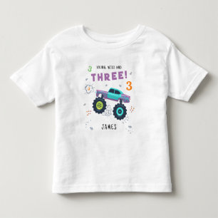 モンスタートラック 3歳の誕生日 カスタムネーム トドラーTシャツ