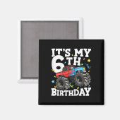 モンスタートラック 6歳の誕生日おめでとう!男の子用 マグネット (正面/裏面)