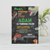 モンスタートラック&Tレックスボーイズ誕生日 招待状 (スタンド正面)