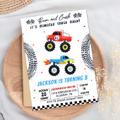 モンスタートラックBash男の子の誕生日パーティーの招待状 招待状