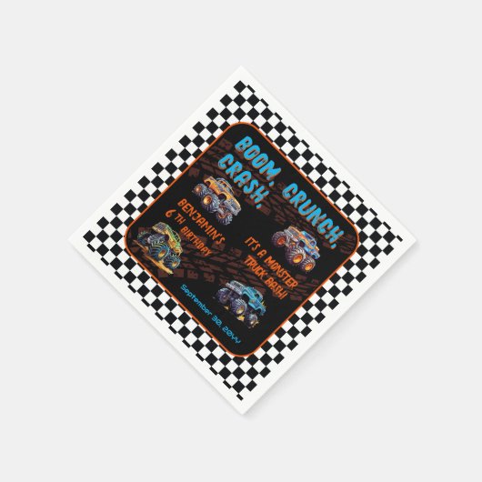 モンスタートラックBash男の子6th誕生日パーティー スタンダードカクテルナプキン (角)