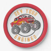 モンスタートラックRevあなたのエンジンの誕生日パーティー ペーパープレート (正面)