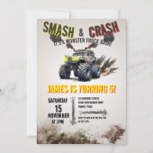 モンスタートラックSMASH & CRASH Bash誕生日パーティー 招待状 (正面)