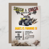 モンスタートラックSMASH & CRASH Bash誕生日パーティー 招待状 (正面/裏面)