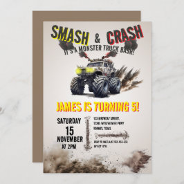 モンスタートラックSMASH & CRASH Bash誕生日パーティー 招待状