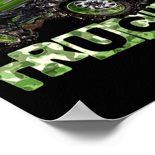 モンスタートラックTカモフおもしろいラージ誕生日ギフト ポスター (角)