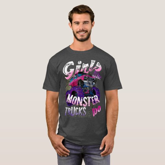 モンスタートラックTシャツの女の子もモンスター好き Tシャツ (正面フル)