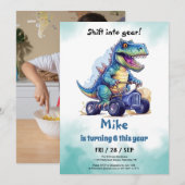 モンスタートラックTレックスボーイ誕生日 招待状 (正面/裏面)