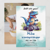 モンスタートラックTレックスボーイ誕生日 招待状 (正面/裏面)