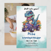 モンスタートラックTレックスボーイ誕生日 招待状 (正面/裏面)