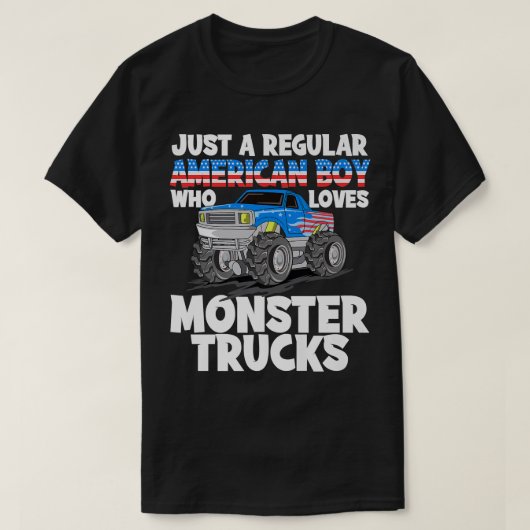 モンスタートリュックを愛する普通のアメリカ人の少年 Tシャツ (デザイン正面)