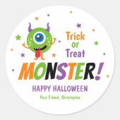 モンスターハロウィンパーティーグッズ用ステッカータグ ラウンドシール (正面)