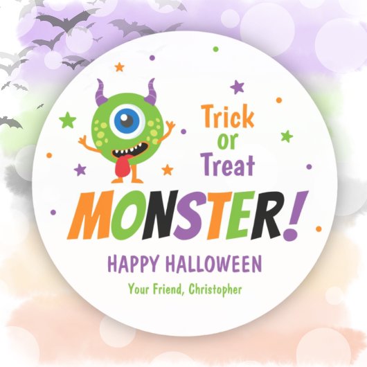 モンスターハロウィンパーティーグッズ用ステッカータグ ラウンドシール