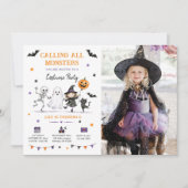 モンスターハロウィン誕生日写真 招待状 (正面)