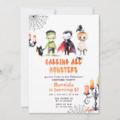 モンスターハロウィーン衣装パーティー少年の誕生日 招待状 (正面)