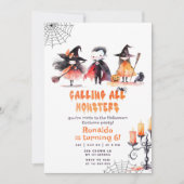 モンスターハロウィーン衣装パーティー少年の誕生日 招待状 (正面)