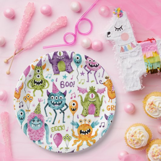 モンスターハロウィーン誕生日パーティー ペーパープレート (パーティー)