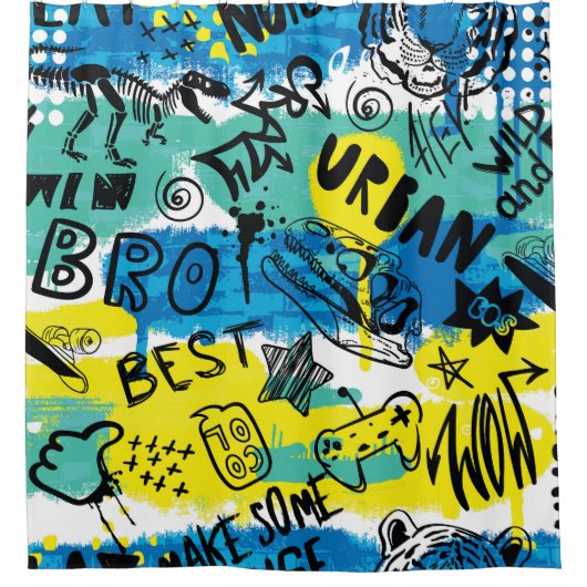 モンスターハンド引き子パターン シャワーカーテン (正面)